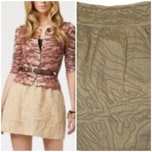 Diane Von Furstenberg PAQUERITA Linen Mini Textured Skirt Beige XS 2